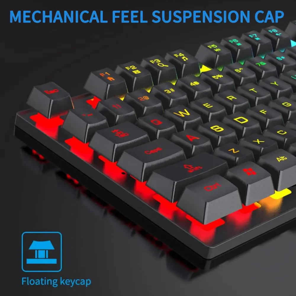 Wired Gaming Keyboard – 104 Key RGB Mechanical Feel Keyboard