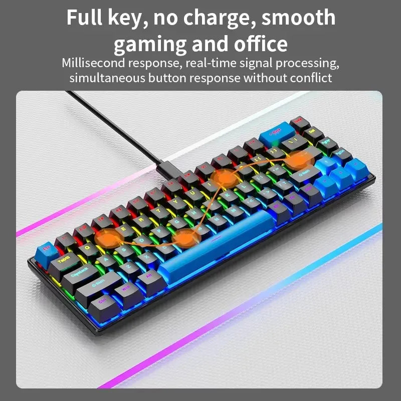 68 Key Mechanical Keyboard – RGB Wired Gaming & Office Keyboard