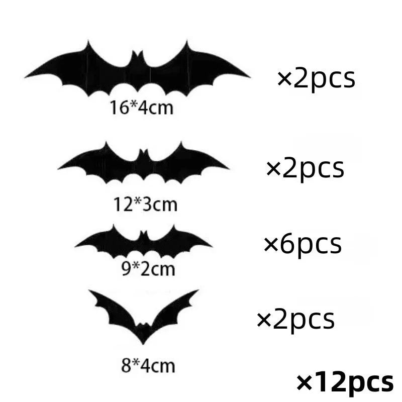 3D Bat Wall Stickers, 12pcs Halloween Decorations for Walls & Windows
