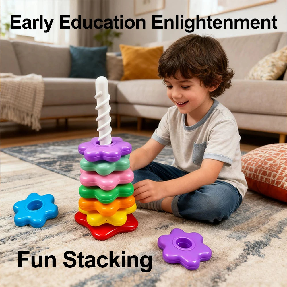 Montessori Stacking Toy – Rotating Rainbow Educational Learning Toy