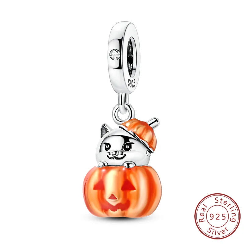 Halloween Charm Pendant Pumpkin Witch Bead Bracelet Jewelry
