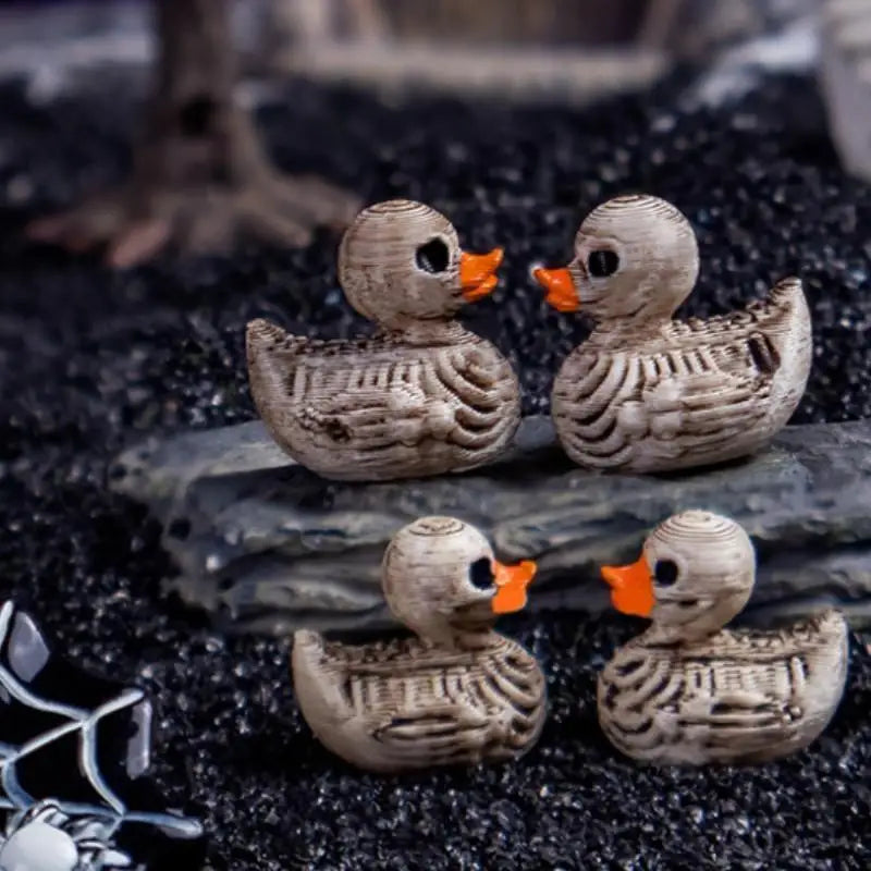 Gothic Skull Duck Figurines, 20-Pack Mini Halloween Decor
