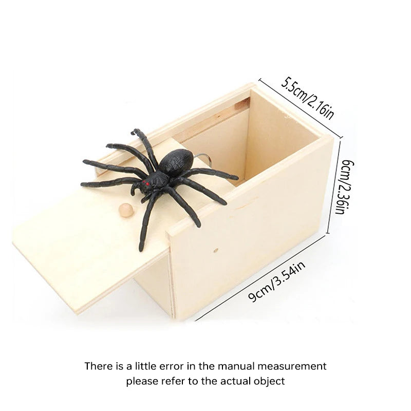 Spider Prank Toy Wooden Box Halloween Joke Surprise Prop