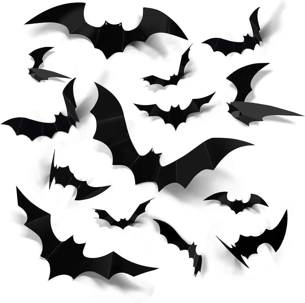 3D Bat Wall Stickers, 12pcs Halloween Decorations for Walls & Windows