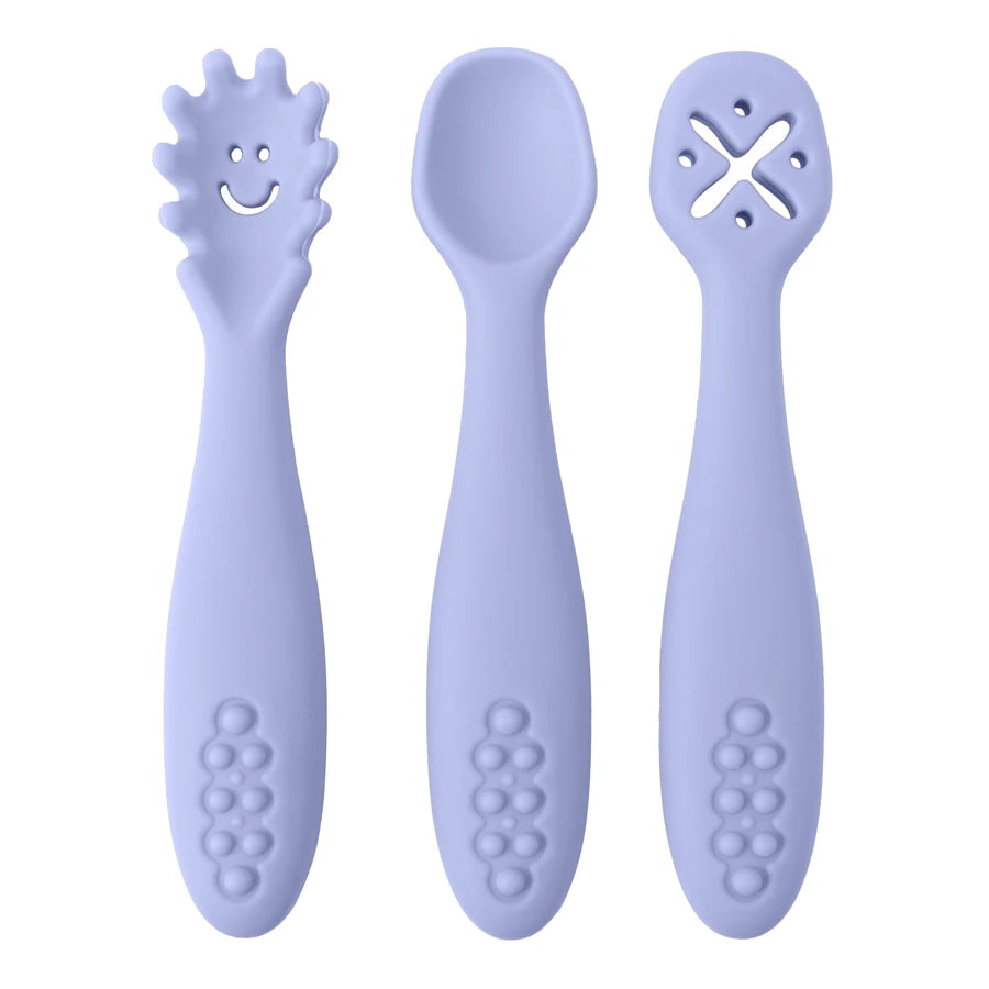 Baby Feeding Spoons – 3PC Silicone Toddler Weaning Utensil Set
