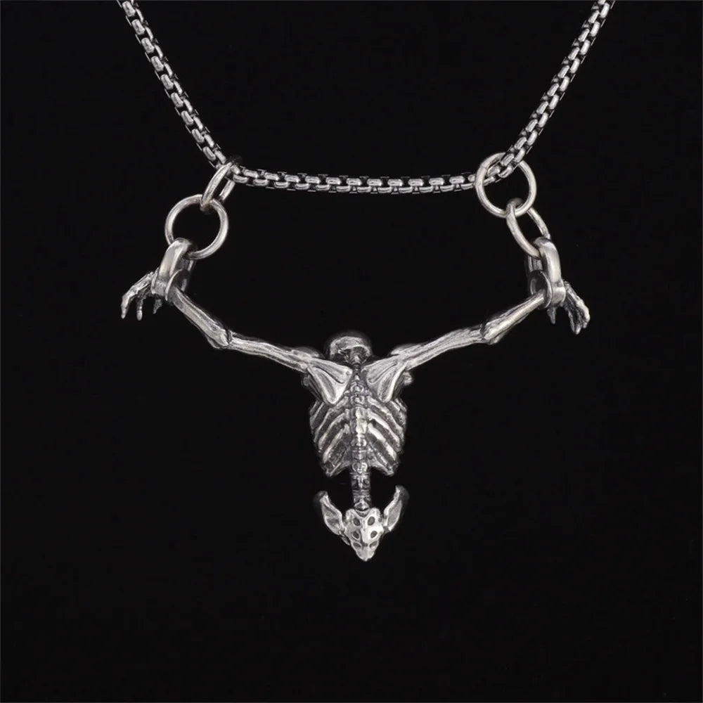 Punk Skull Necklace Captivity Skull Pendant Bicycle Rock Jewelry Gift For Men And Women Zinc No Gems