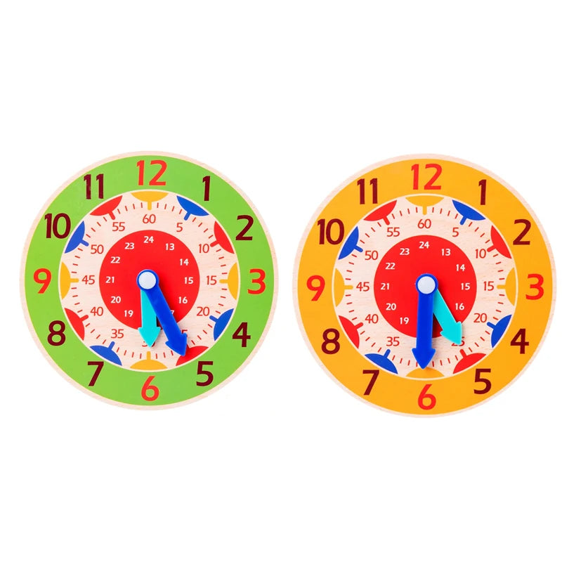 Wooden Learning Clock Montessori Time Teaching Toy for Kids