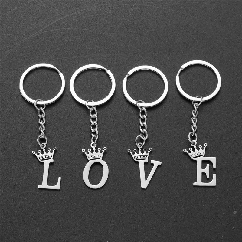 Initial Letter Keychain – Stainless Steel Alphabet Key Ring