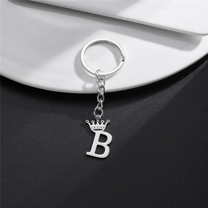 Initial Letter Keychain – Stainless Steel Alphabet Key Ring