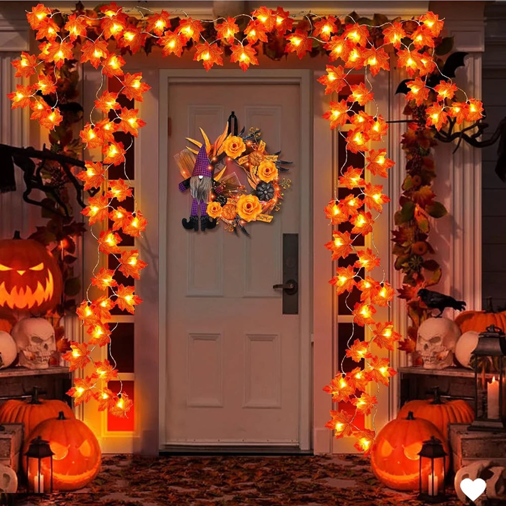 Halloween Leaf String Lights – Maple Leaf Garland