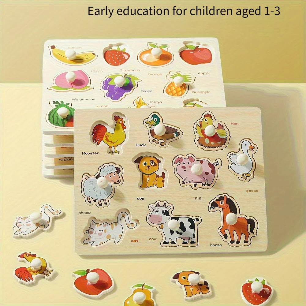 Montessori Geometry Puzzle Board – Wooden Shape Matching Puzzle