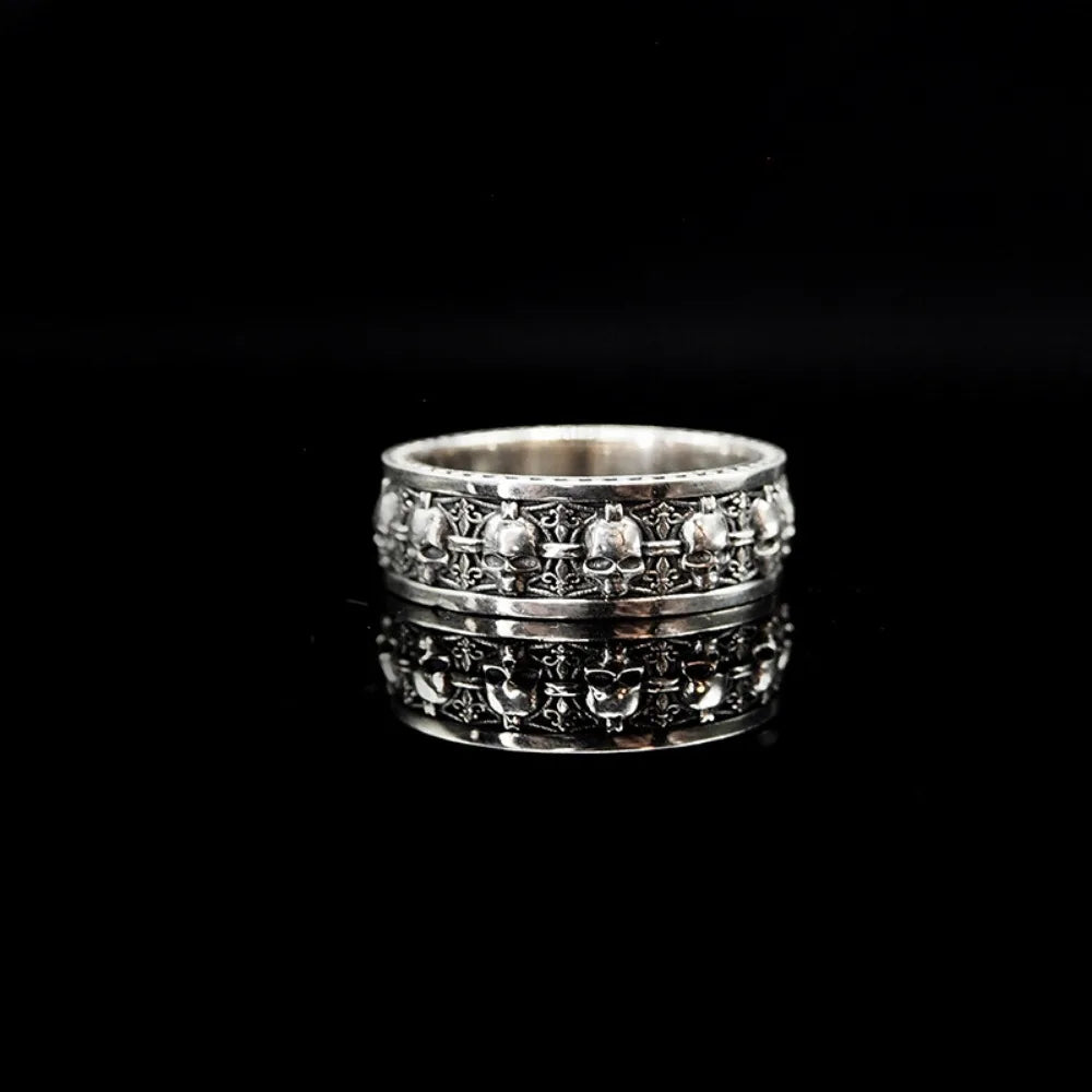 Gothic Skeleton Ring for Men Vintage Punk Halloween Jewelry