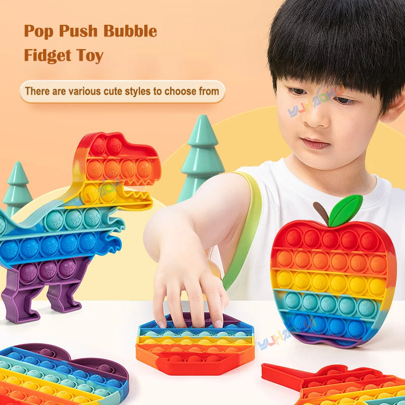 Pop It Fidget Toy – Rainbow Bubble Pop Sensory Stress Relief Toy