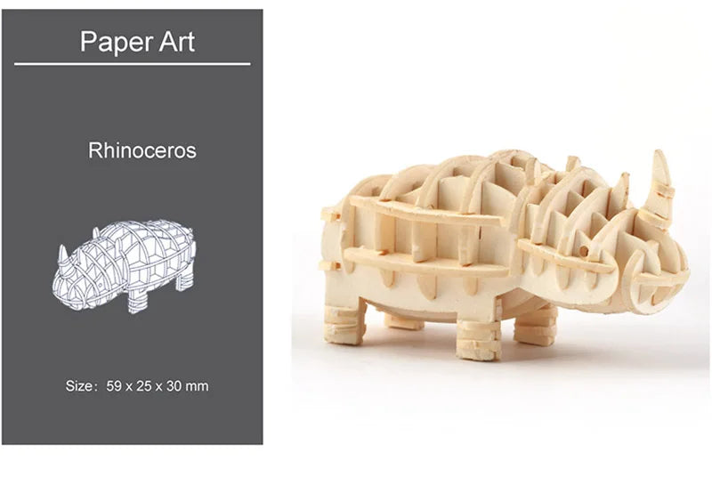 3D Wooden Animal Puzzle – DIY Assembly Model Kit