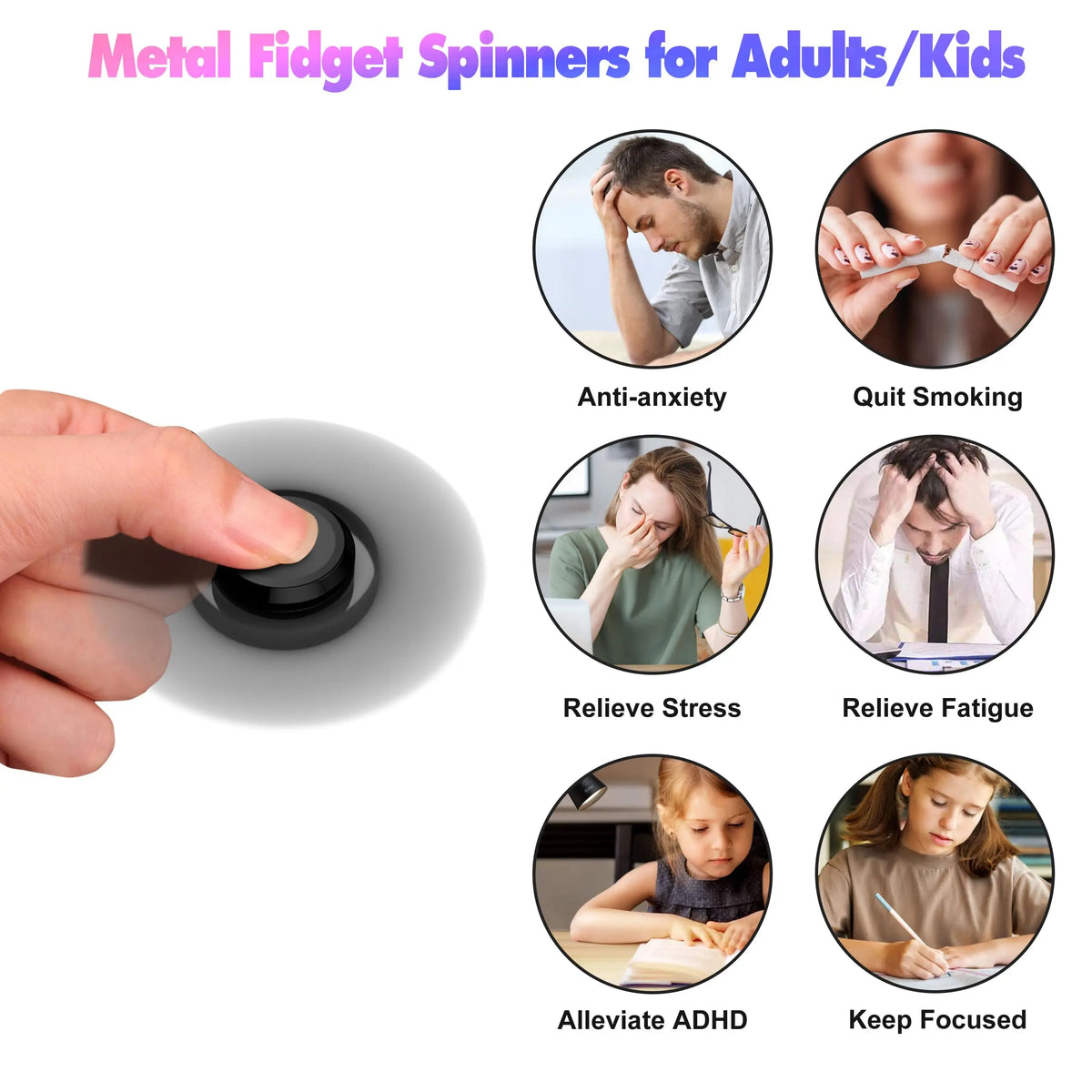 Metal Fidget Spinner Rainbow UFO Handheld Desk Toy