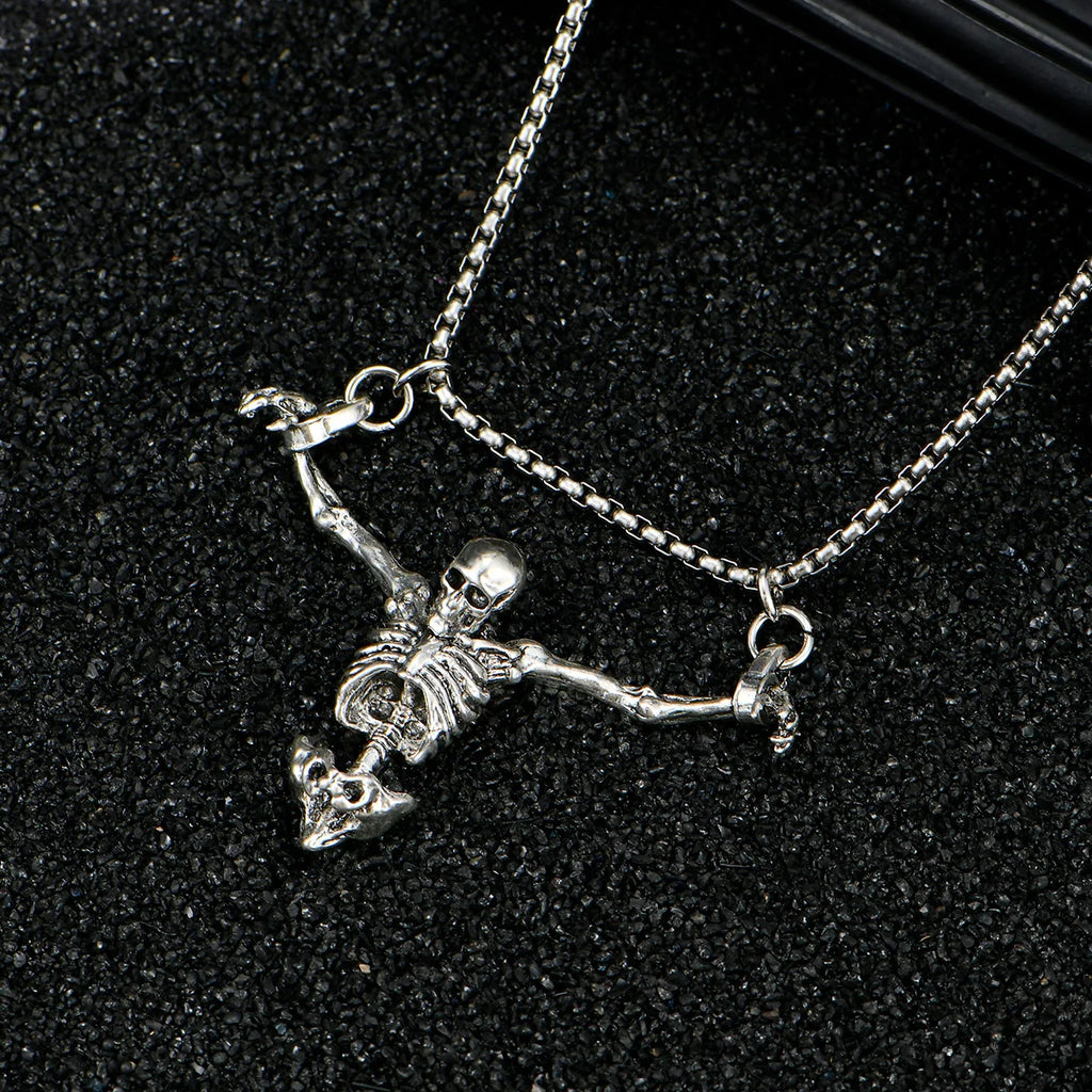 Skull Necklace Punk Gothic Pendant Halloween Jewelry for Men
