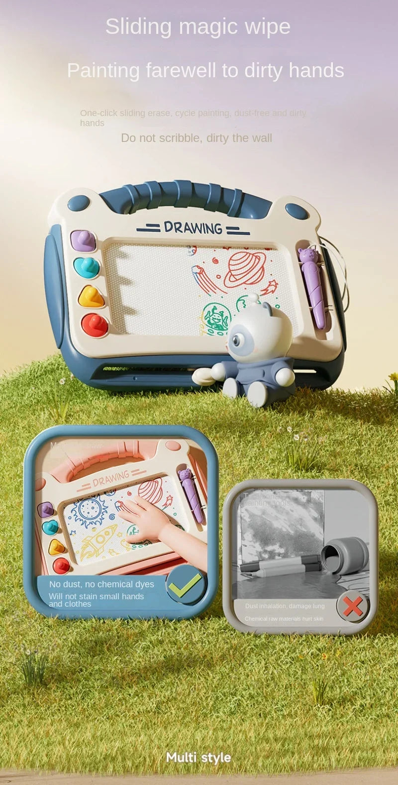 Magnetic Drawing Board for Kids – Reusable Writing & Doodle Toy