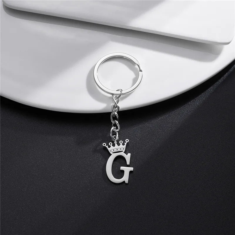 Initial Letter Keychain – Stainless Steel Alphabet Key Ring