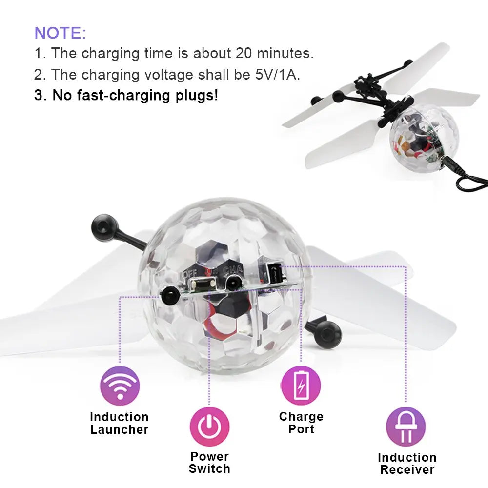 RC Flying Ball Toy with LED Lights