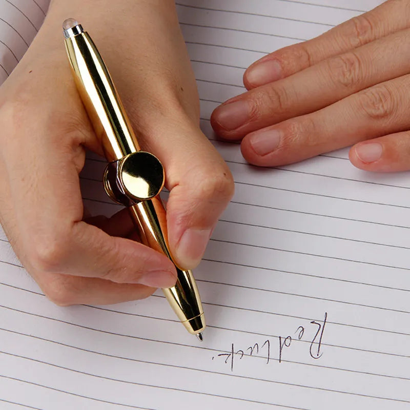 LED Fidget Spinner Pen – Metal Gyro Ballpoint Pen with Light