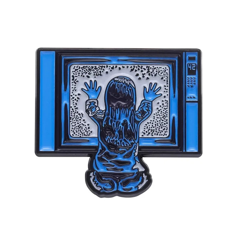Retro TV Collected Enamel Pins Custom Horror Anime Movie Metal Brooch Lapel Badge Clothes Backpack Halloween Punk Jewelry Gift