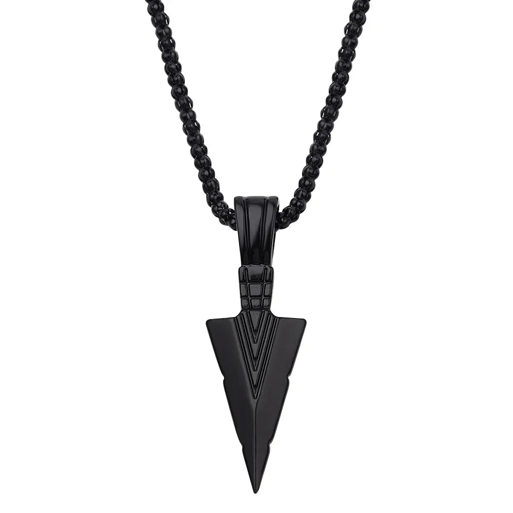 Long Pendant Necklace for Men Arrow Punk Rock Jewelry