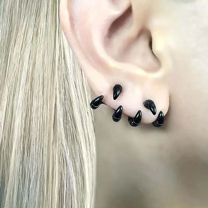 Gothic Claw Stud Earrings Black Punk Metal Jewelry