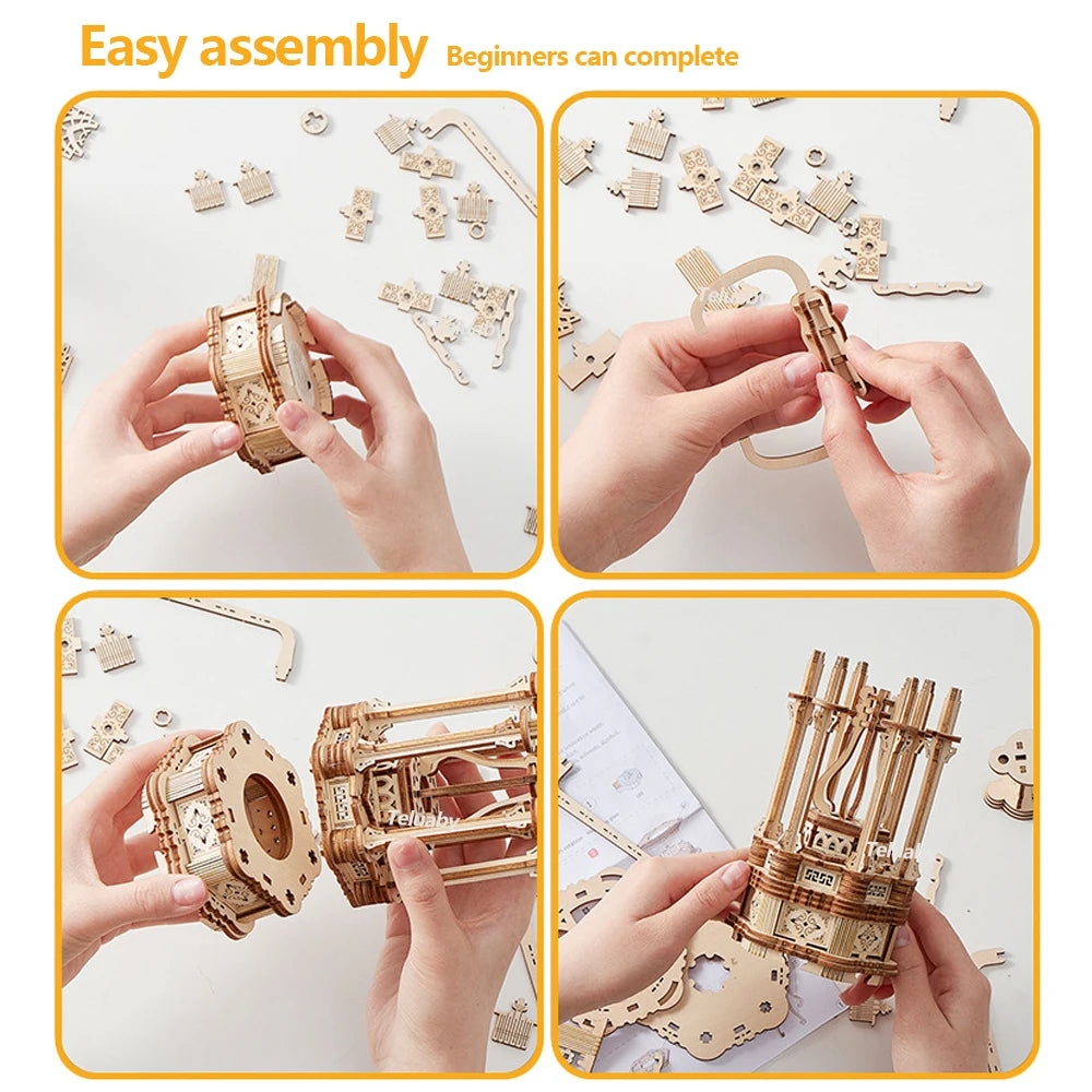3D Wooden Puzzle Marble Run – Mechanical Model Building Kit