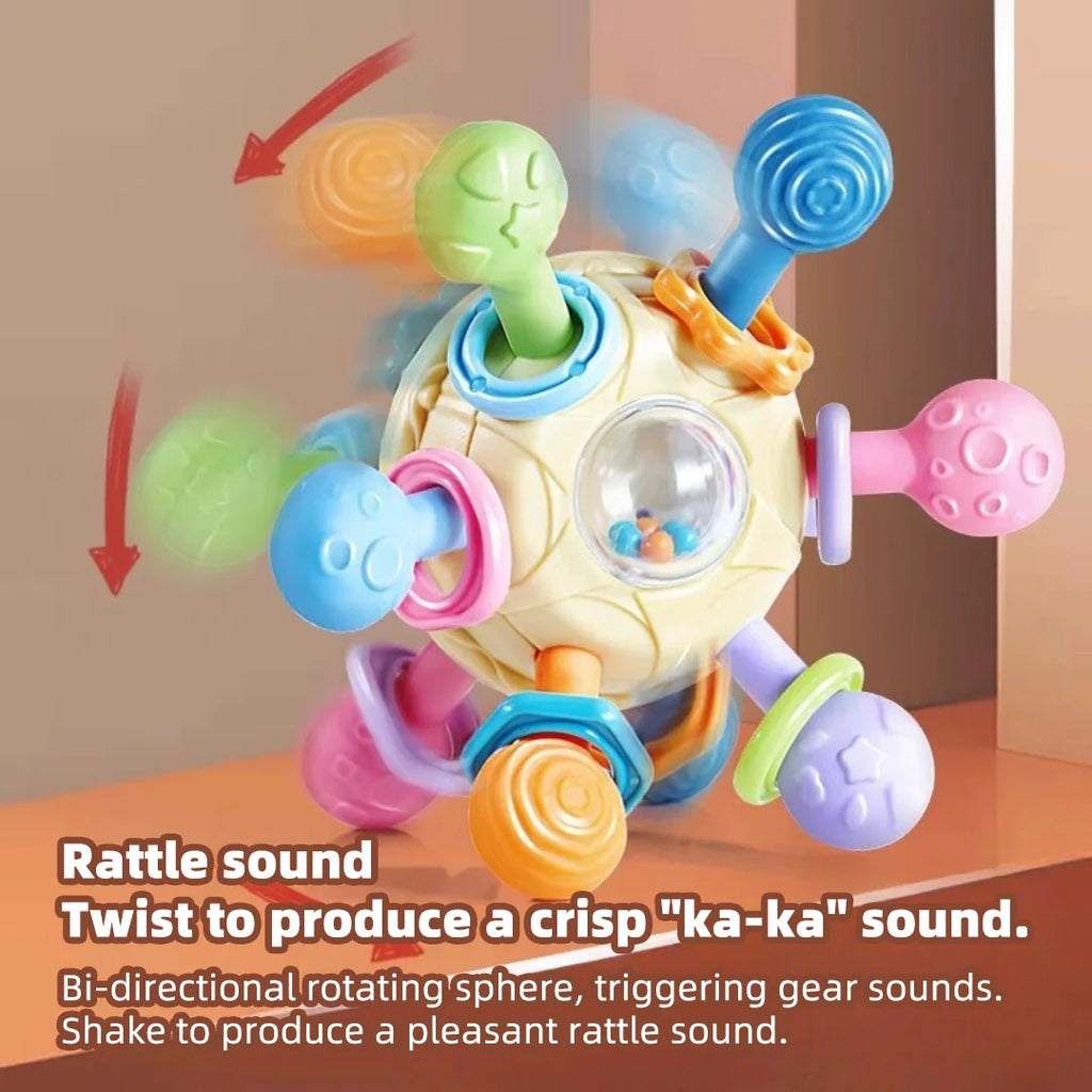 Baby Grasping Ball – 3-in-1 Silicone Teether & Rattle Toy
