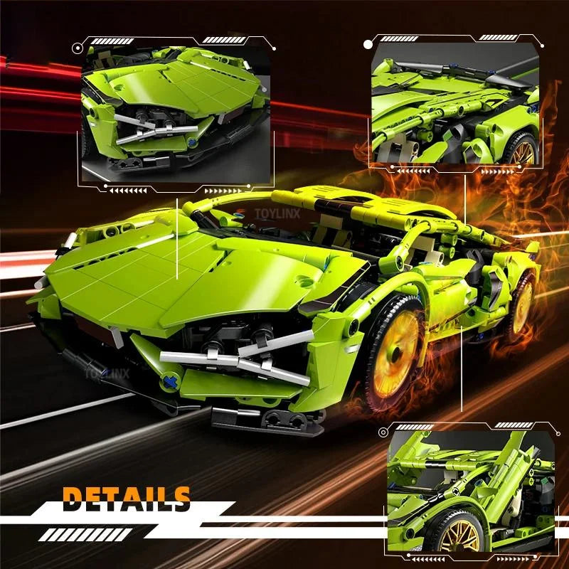 Green Sports Car Building Blocks DIY Brick Building Set