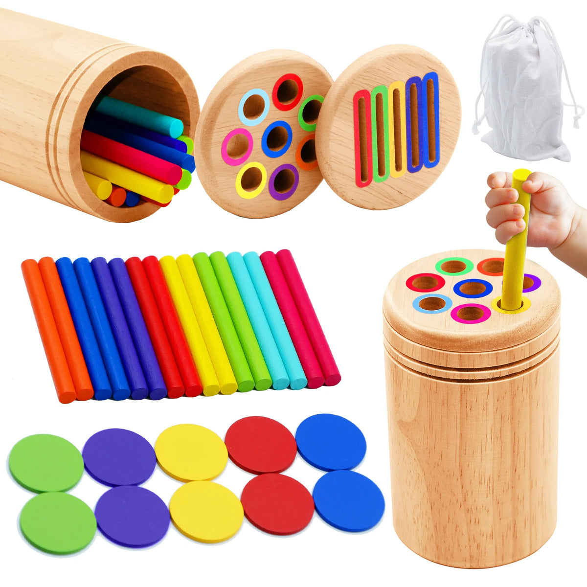 Wooden Color Sorting Toy Montessori Shape Matching Puzzle
