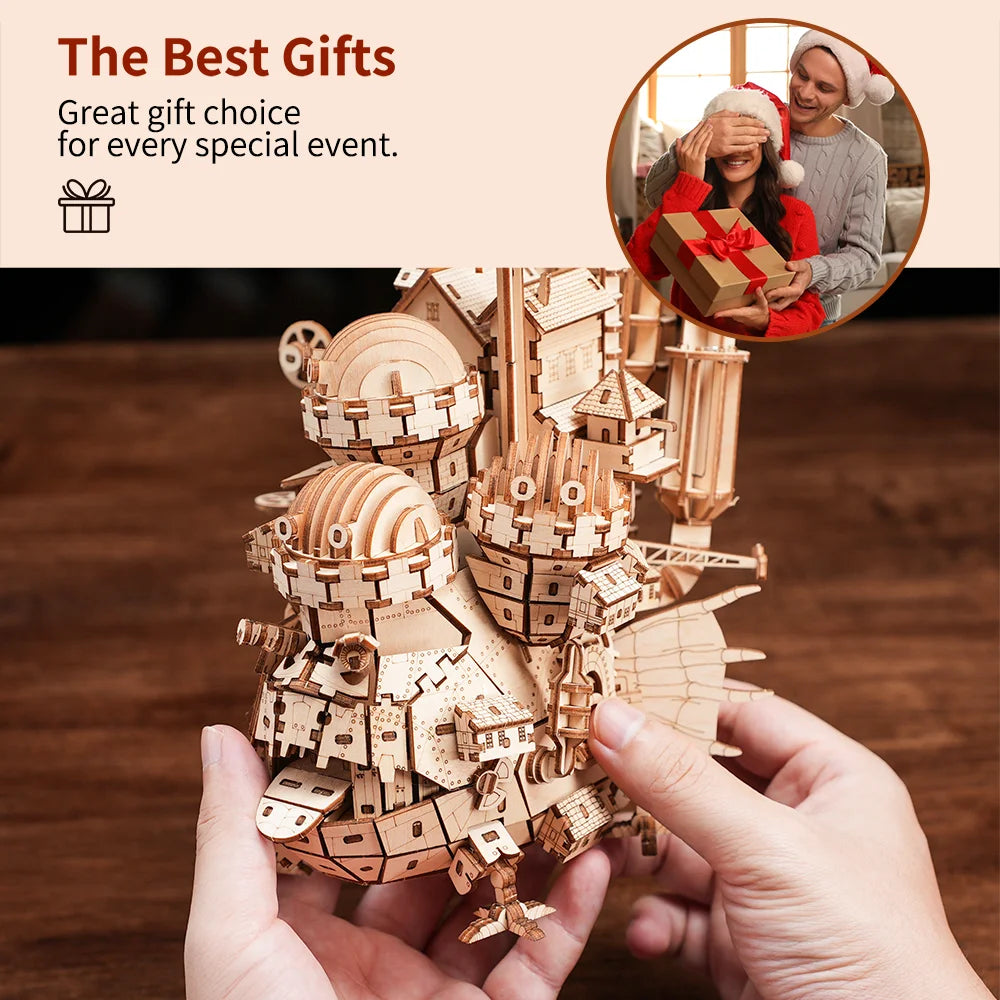 3D Wooden Puzzle Castle Model DIY Assembly Kit for Kids & Adults