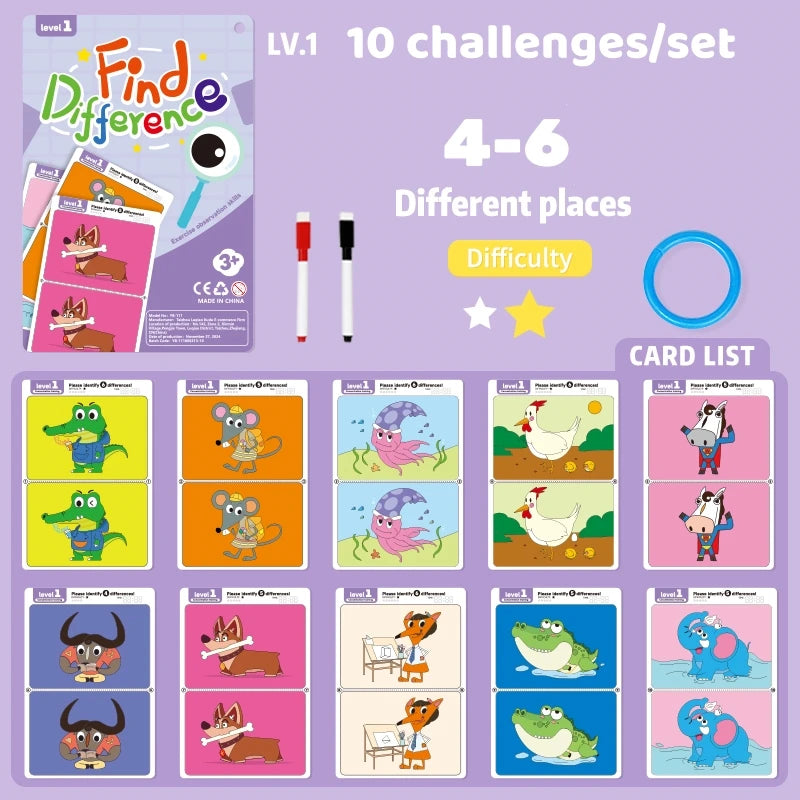 Find the Difference Game – Reusable Observation & Concentration Cards