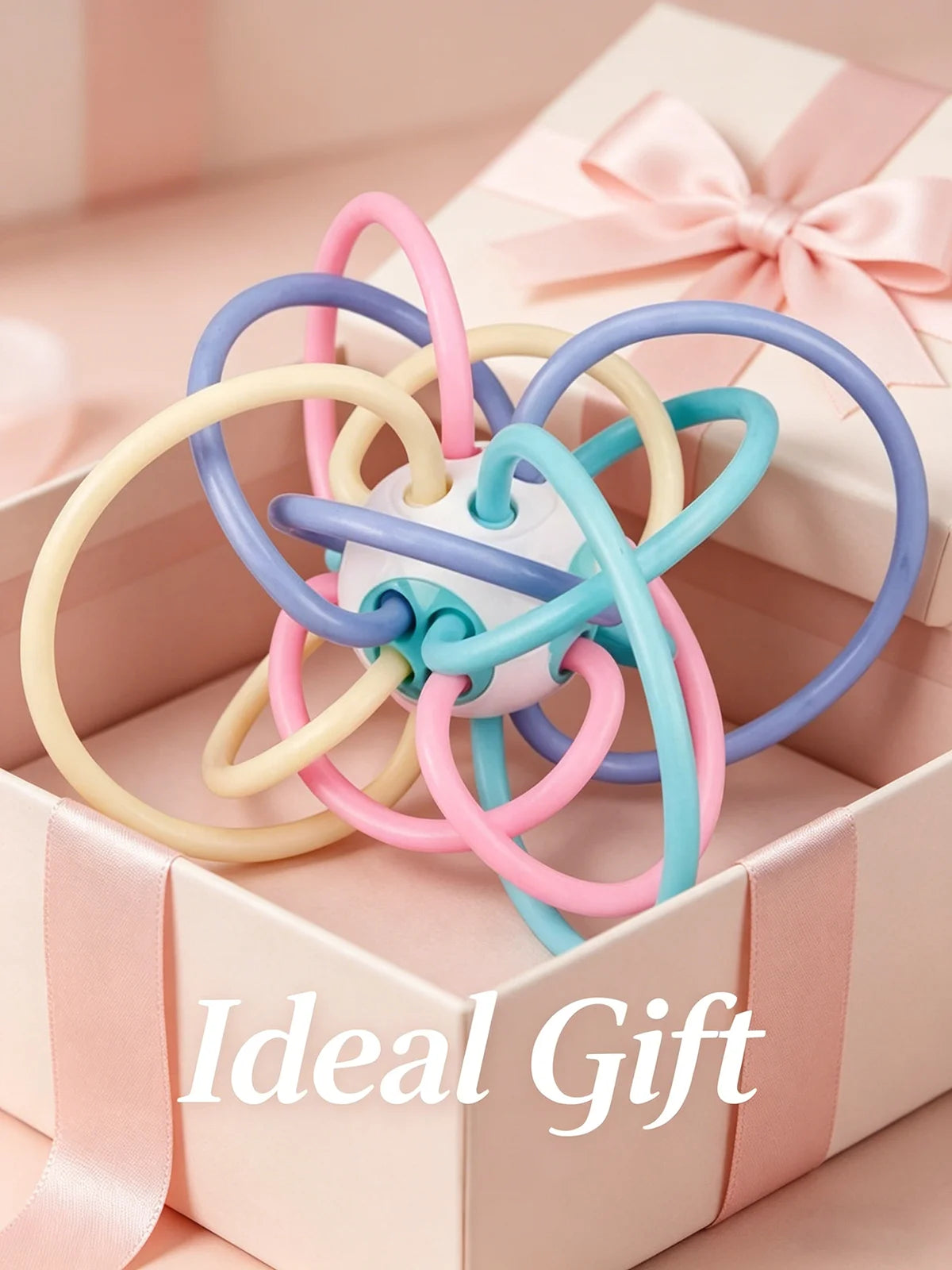 Baby Grasping Ball – Silicone Teether & Rattle Sensory Toy