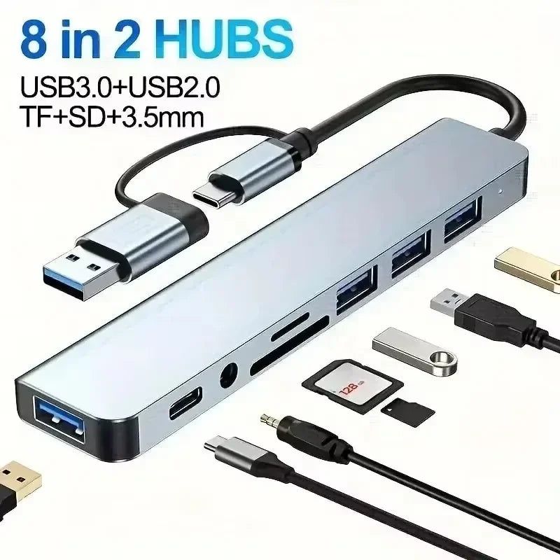 USB C Hub – 8 in 1 Type C HDMI Adapter with RJ45