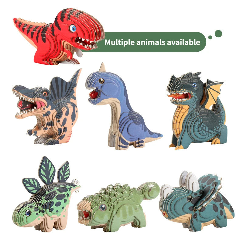 3D Dinosaur Puzzle Paper Animal Model Educational Toy