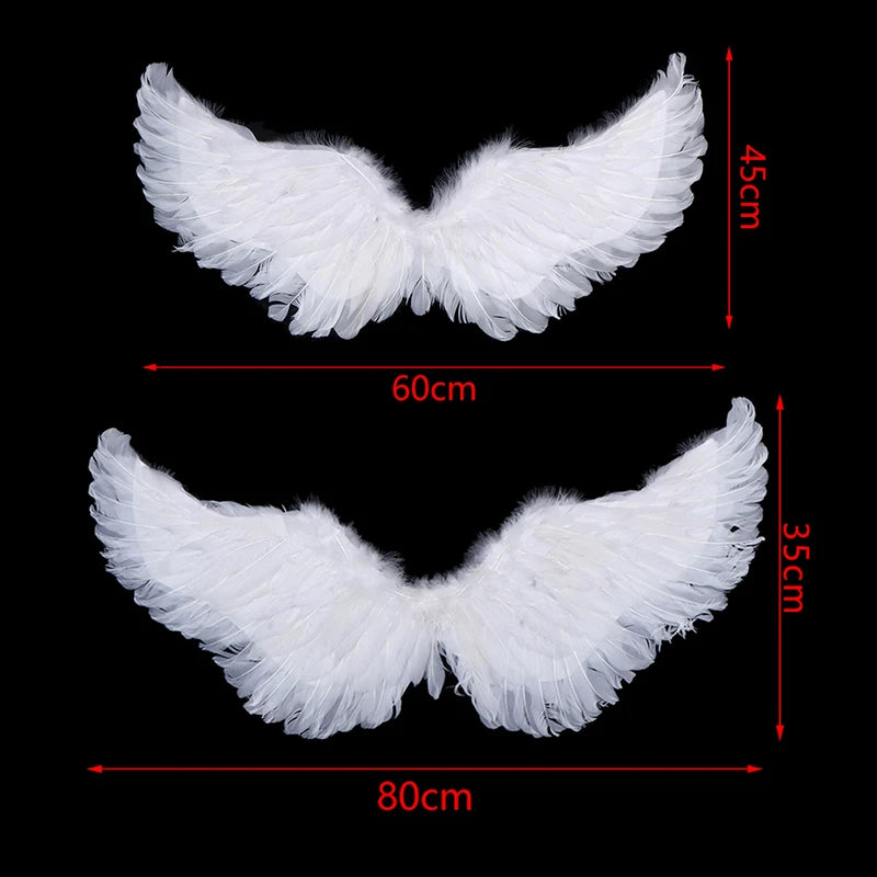 Angel Feather Wings White Costume Accessory for Kids & Adults