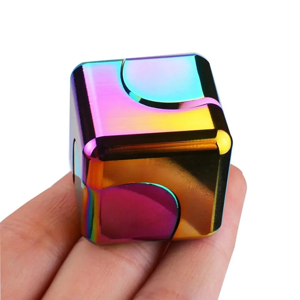 Cube Fidget Spinner – Metal Gyroscope Fingertip Toy for Adults