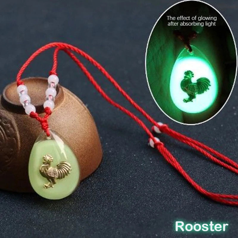 Glowing Gem Necklace Luminous Stone Halloween Pendant