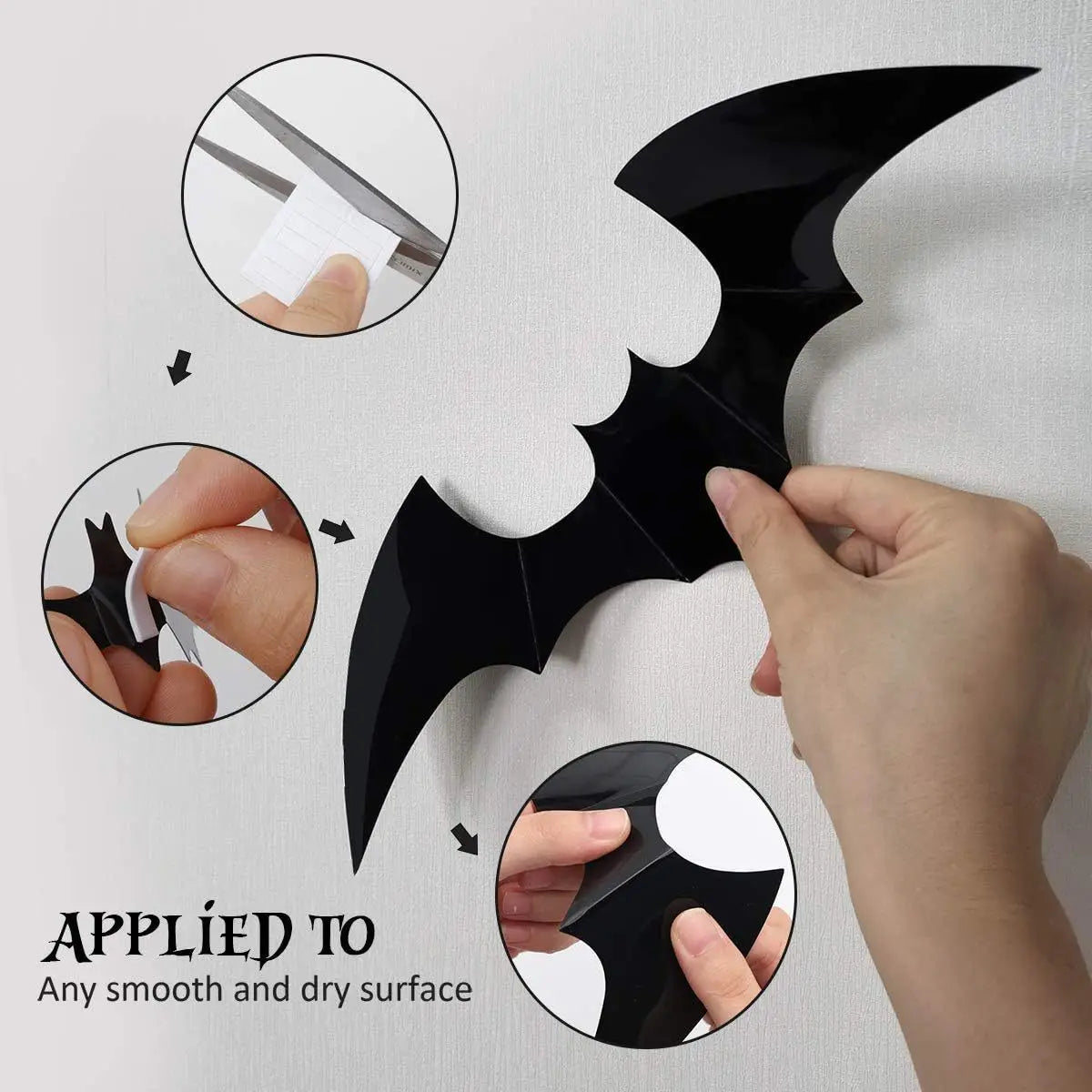 3D Bat Wall Stickers, 12pcs Halloween Decorations for Walls & Windows