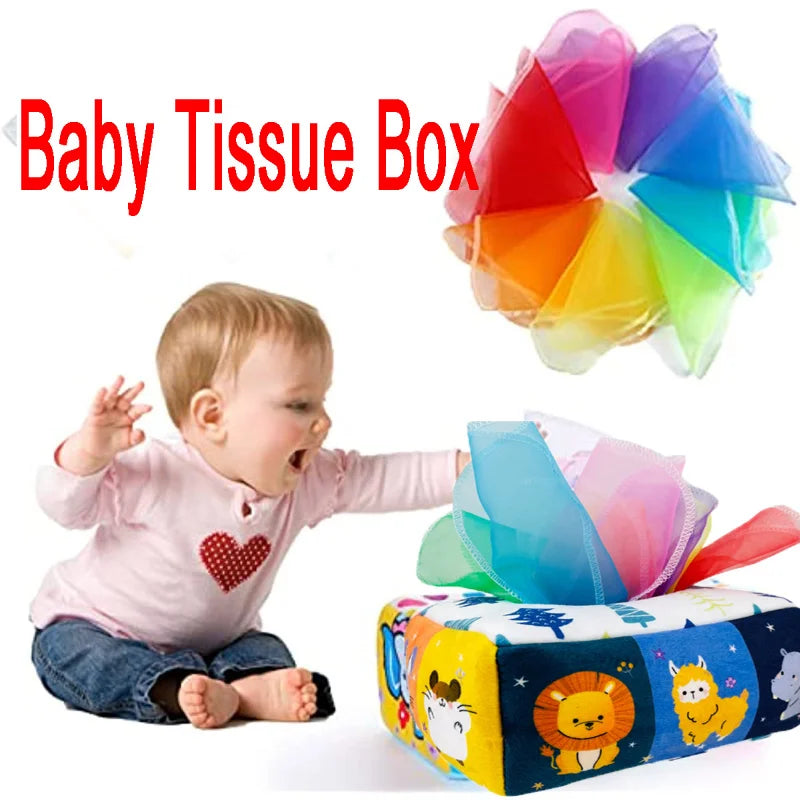 Baby Tissue Box Toy – Montessori Sensory Learning Toy for Infants