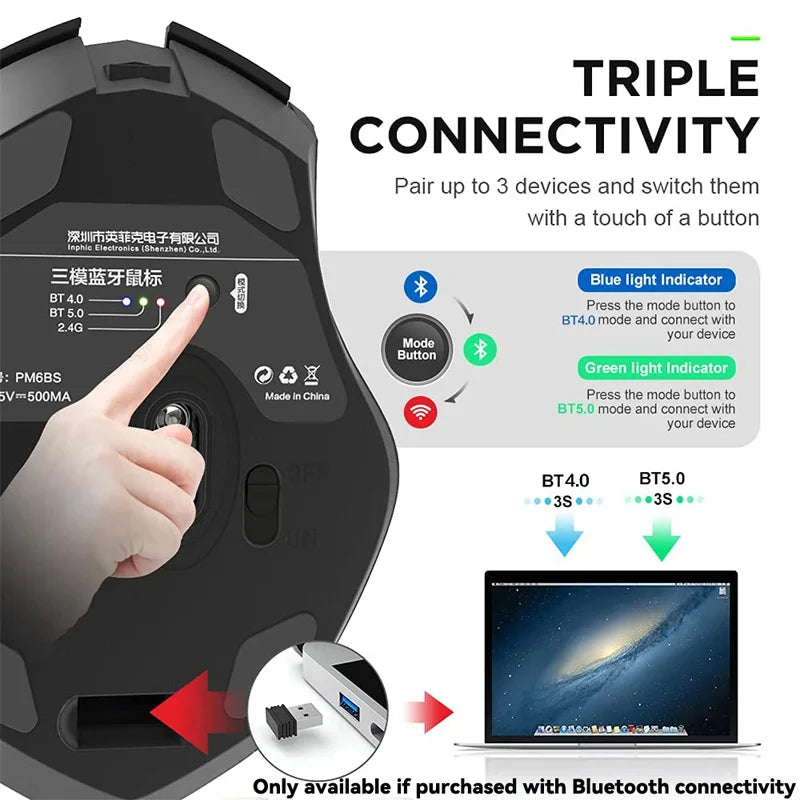 Wireless Computer Mouse – Rechargeable Ergonomic Silent Design