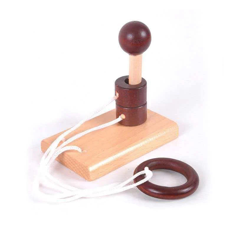 Wooden Brain Teaser Puzzle Rope Ring 3D Logic Challenge Toy