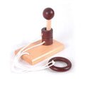 Wooden Brain Teaser Puzzle Rope Ring 3D Logic Challenge Toy