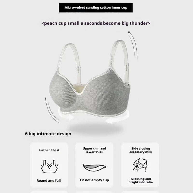 FINETOO Women Underwear Small Chest Sexy Push Up Lingerie Seamless Bra for Women Comfortable Everyday Bra Thick Bralette 32-38AB