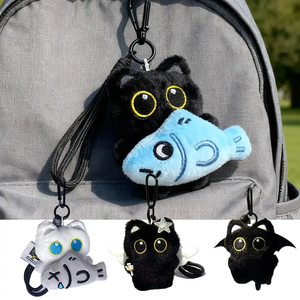 Black Cat Plush Keychain – Cute Kawaii Bag Pendant for Everyday Style