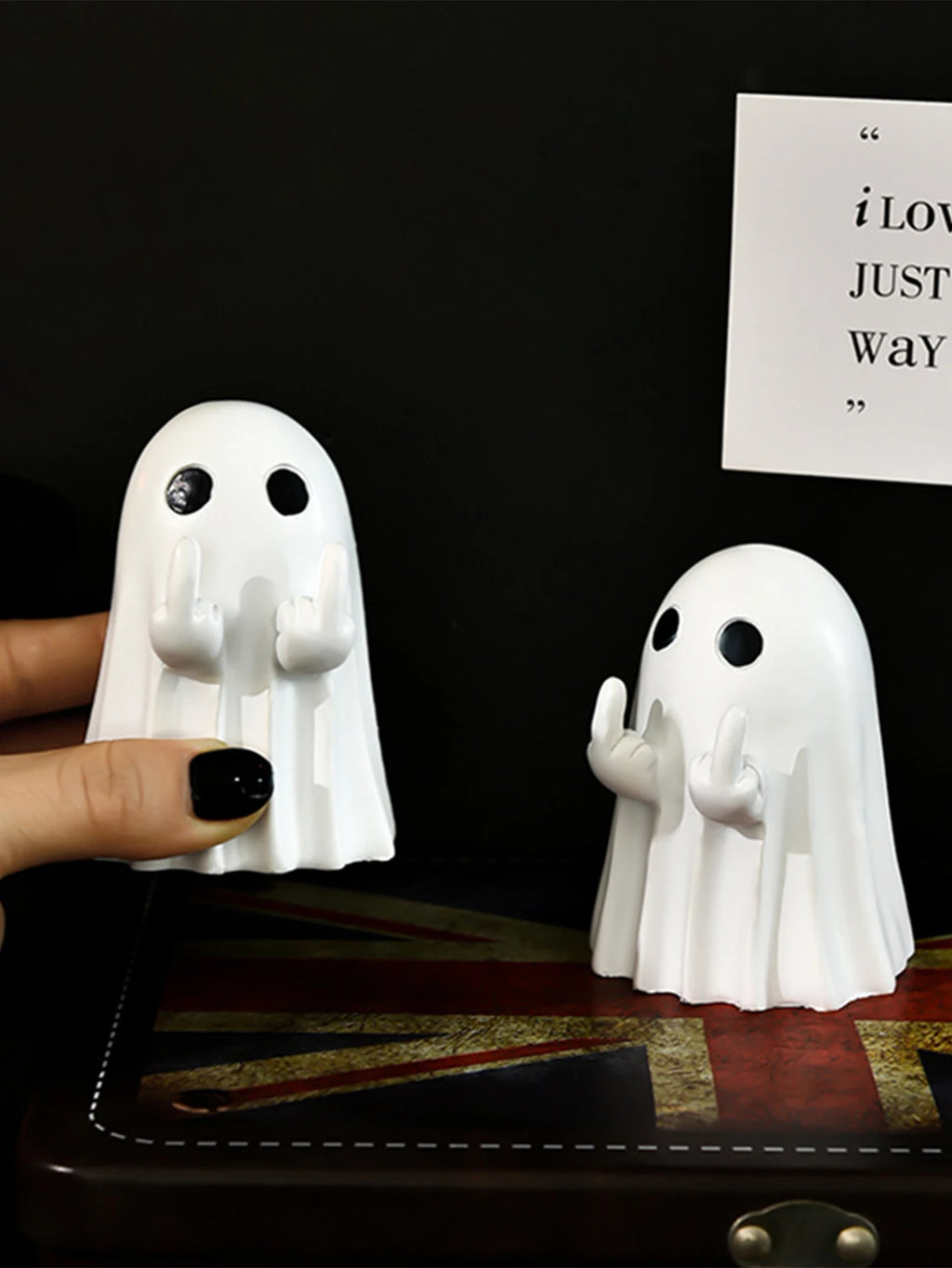 Ghost Halloween Figurine – Cute Ghost Statue Shelf Decor