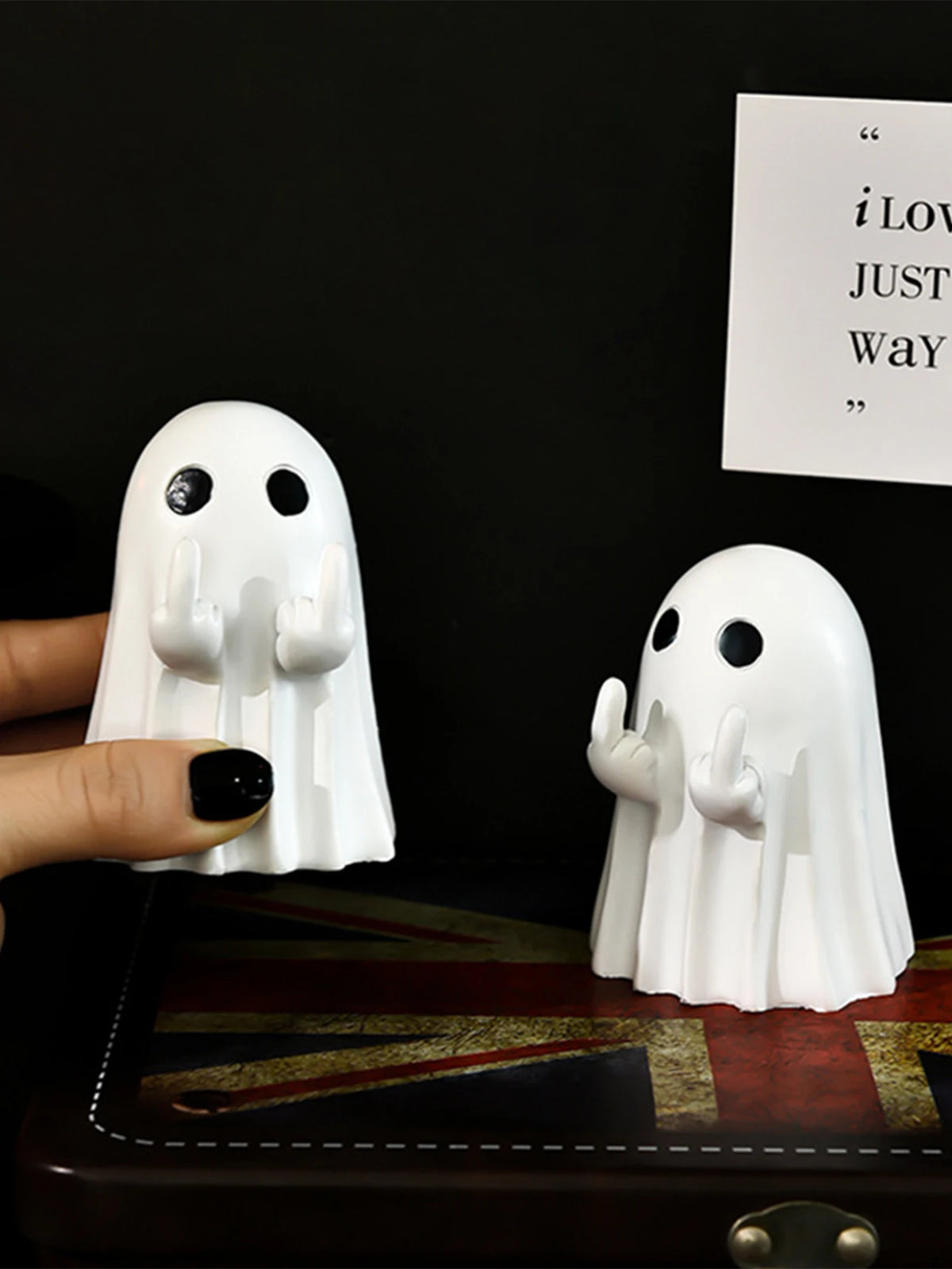 Ghost Halloween Figurine – Cute Ghost Statue Shelf Decor