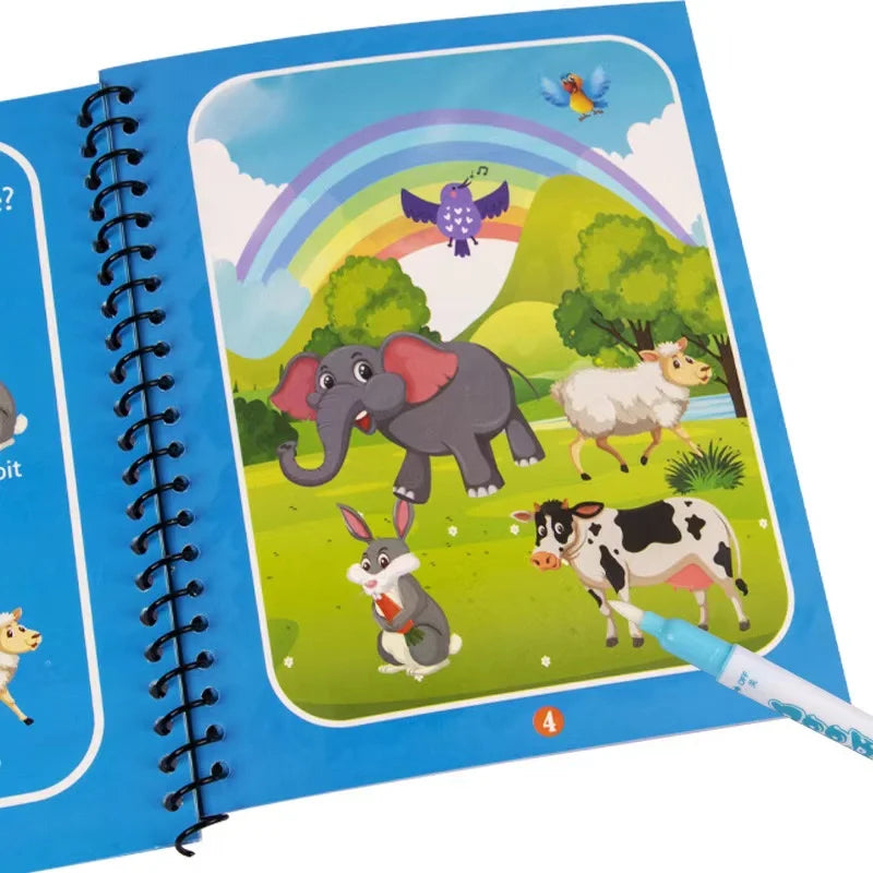 Reusable Water Coloring Book for Toddlers, Magic Water Painting Toy