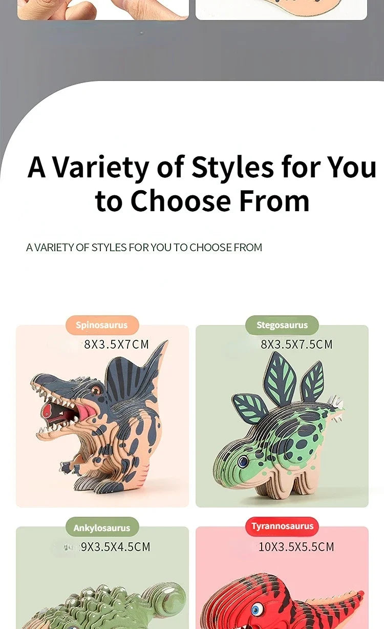 3D Dinosaur Puzzle Paper Animal Model Educational Toy